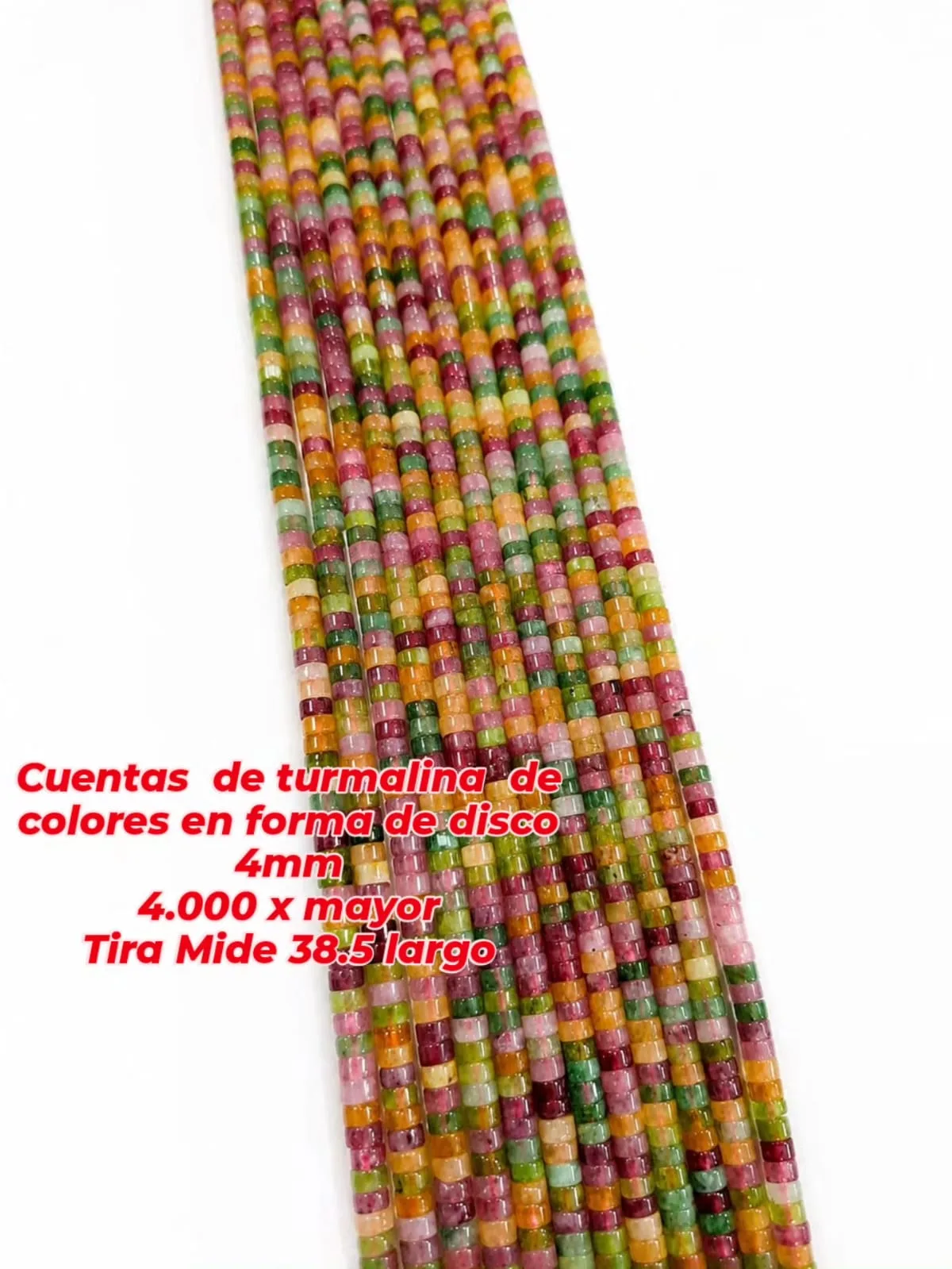 Cuentas de turmalina de colores en forma de disco