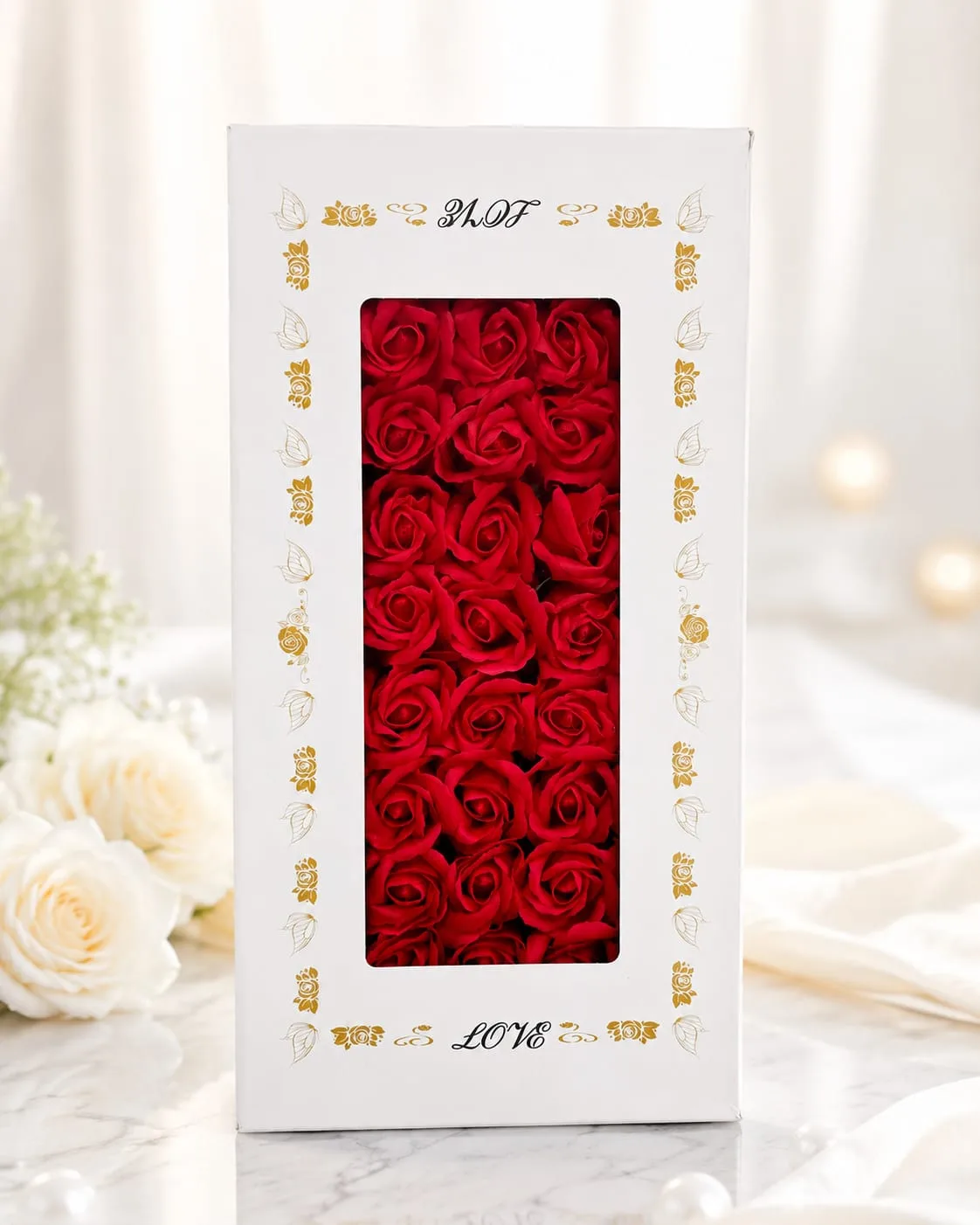 Caja de Rosas de Jabón Color Rojo