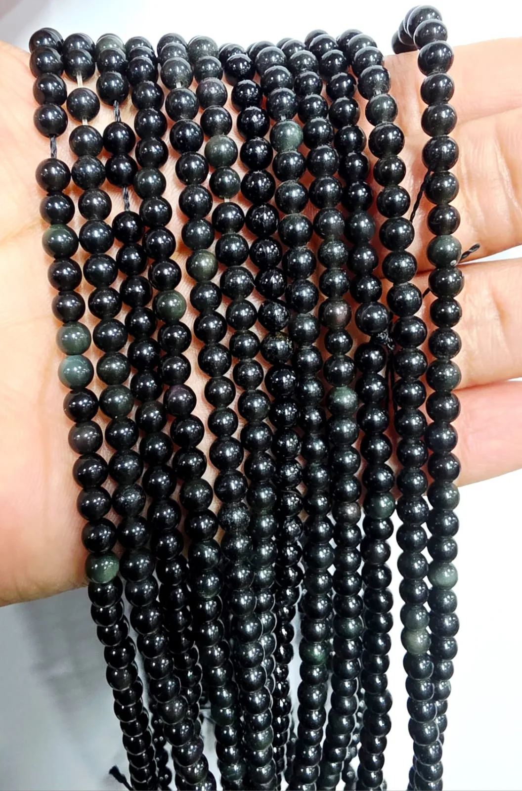 Tira de piedras de Obsidiana Plateada N°4