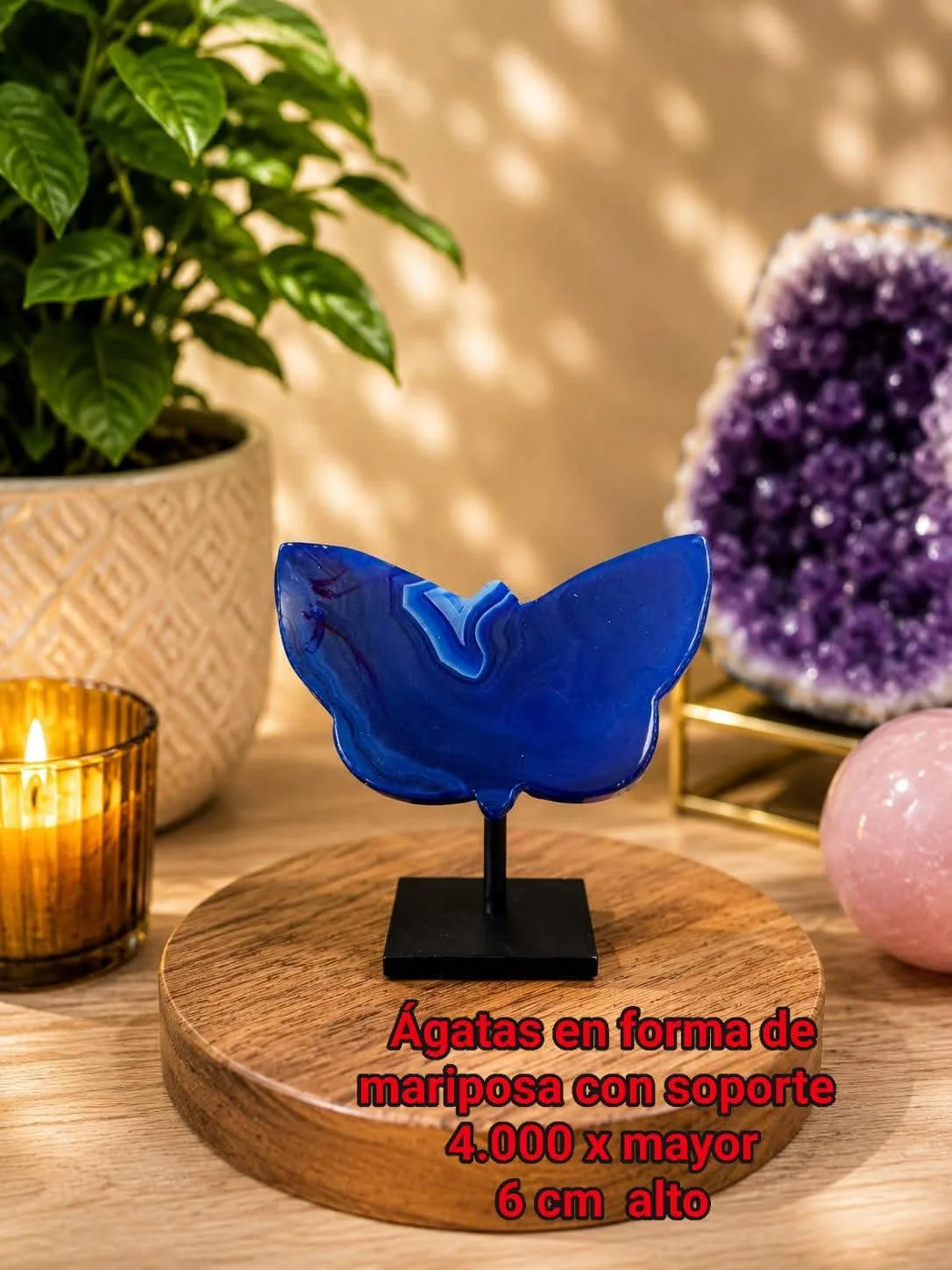 Ágatas en forma de mariposa con soporte
