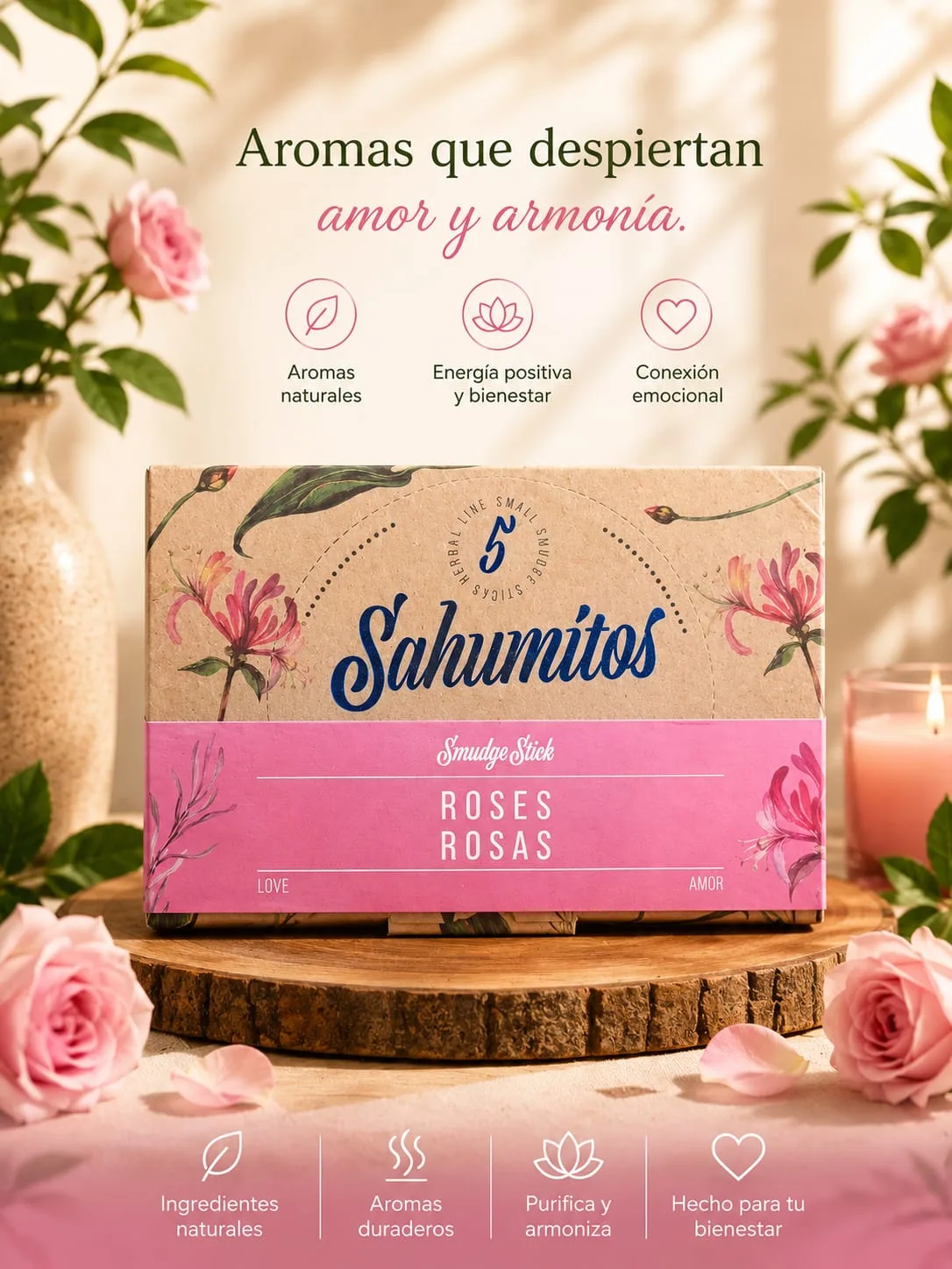 Sahumitos Sagrada Madre X5 - Rosas