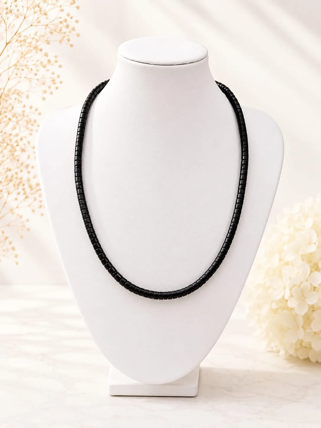 Collar de Ónix Negro en Discos (Heishi)