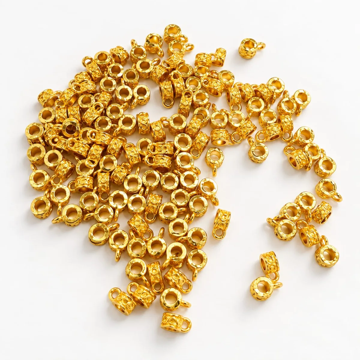 Separador Metálico con Argolla Liso Dorado 6mm