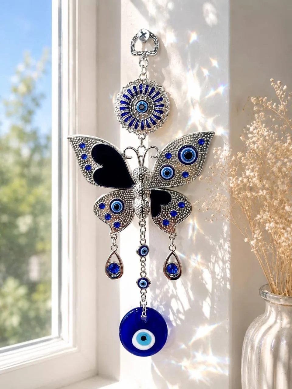 Colgante Mariposa con Ojo Turco de Vidrio