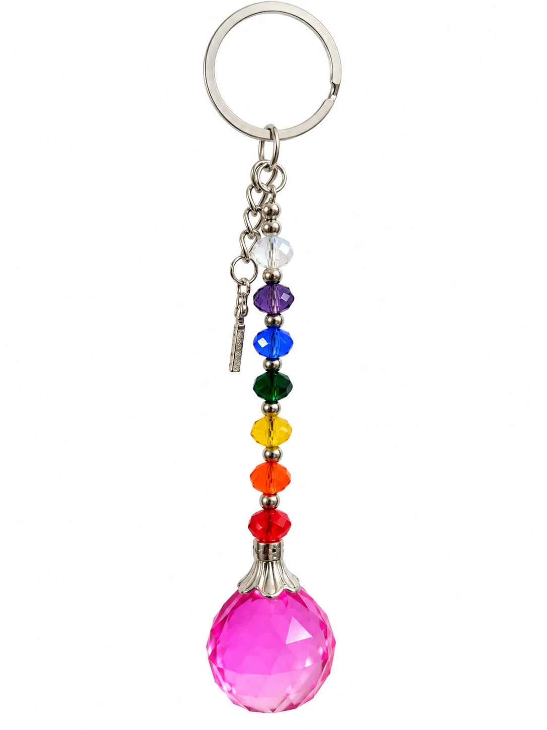 Llavero de 7 Chakras con Prisma Fucsia