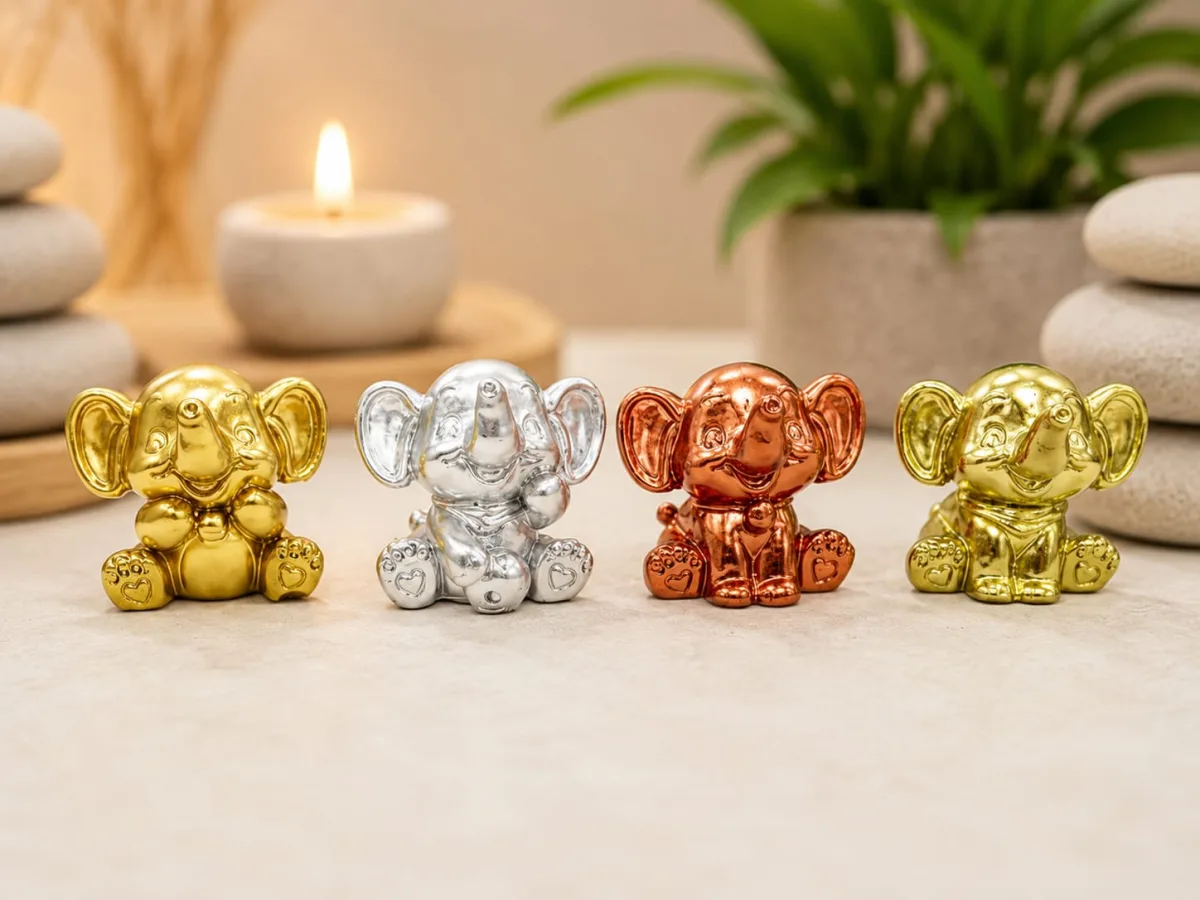 Set de 4 Elefantes Metálicos
