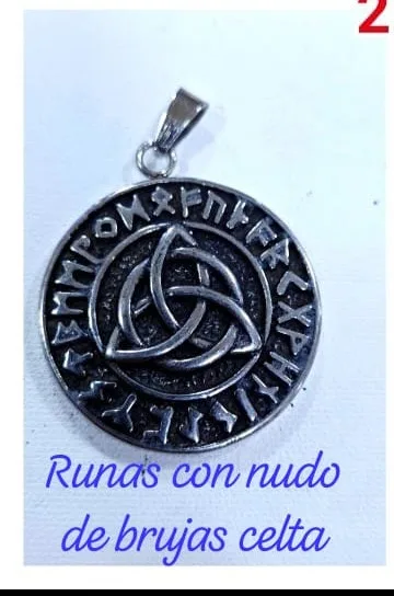 Colgante de Acero - Runas con nudo de brujas celta