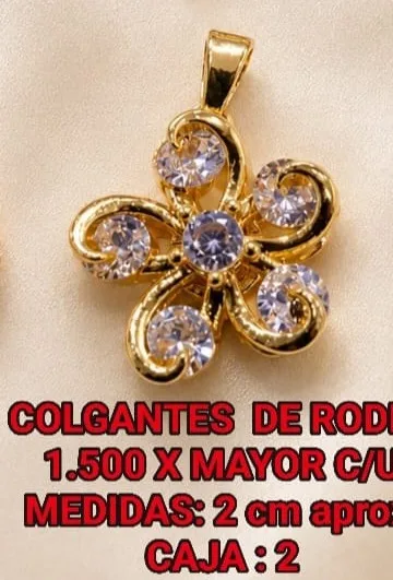 Colgante de Rodio - Flor espiral dorada con circonias blancas