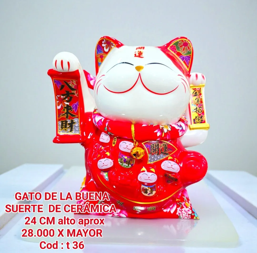 Estatua Gato de la Buena Suerte Ceramica