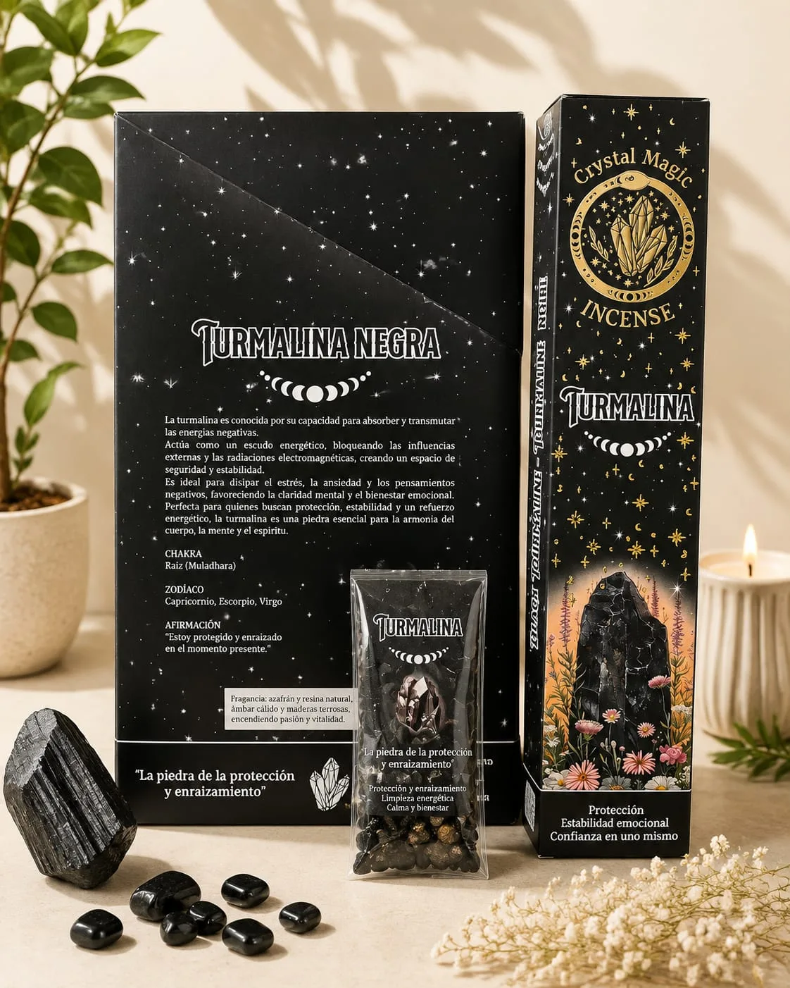 Incienso con Cristal Turmalina Negra