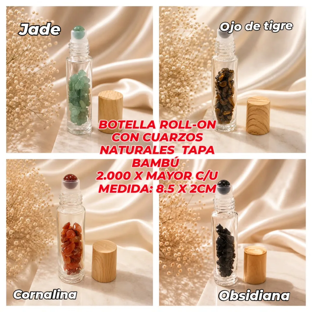 Botella Roll-on con Cuarzos Naturales