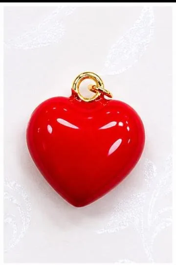 Colgante de Rodio - Corazón esmalte rojo brillante (argolla simple)