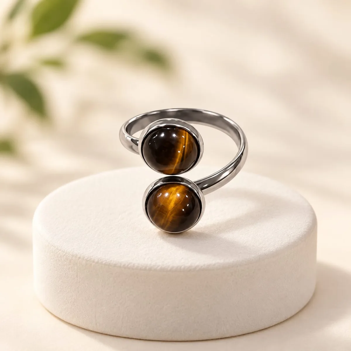 Anillo Ajustable de Acero Quirúrgico Ojo de Tigre