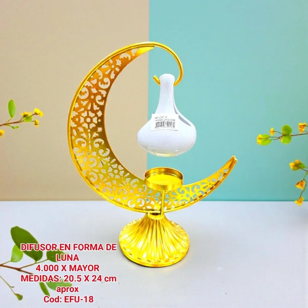 Difusor de Aroma Media Luna Dorado/Blanco