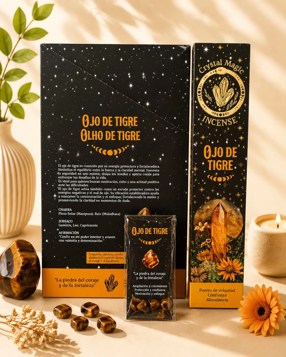 Incienso con Cristal Ojo de Tigre