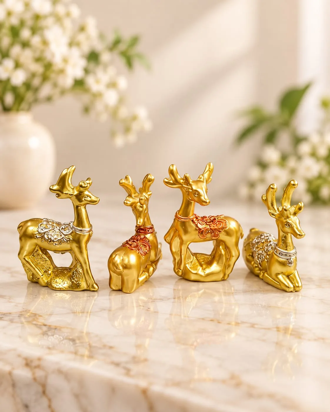 Figura de Ciervo Decorativo Dorado