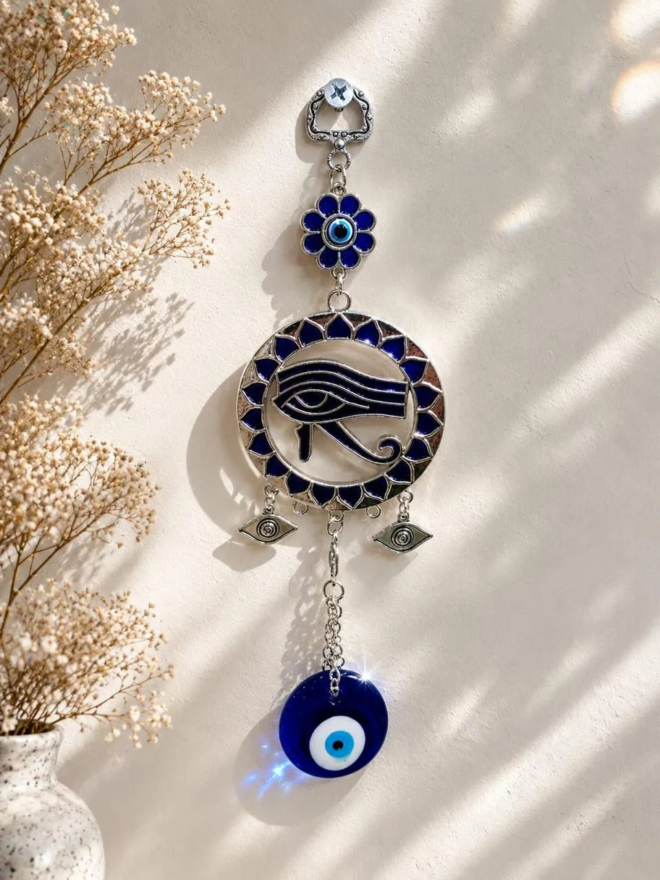 Colgante Ojo de Horus Azul con Ojo Turco de Vidrio