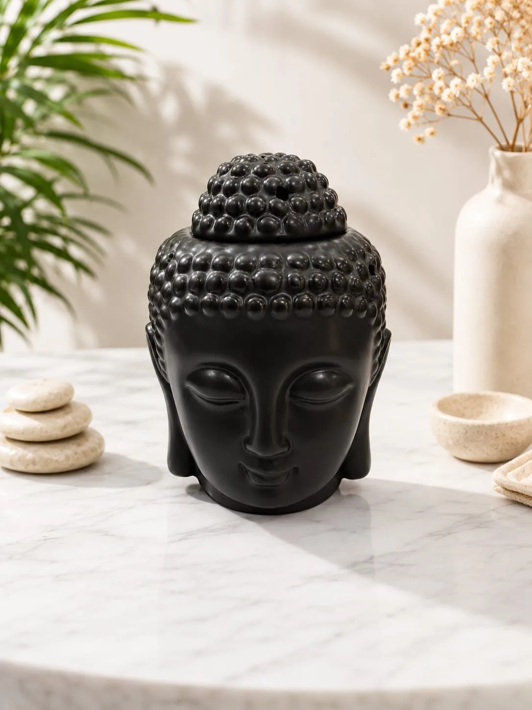 Difusor de Aroma Ceramico Cabeza de Buda – Negro
