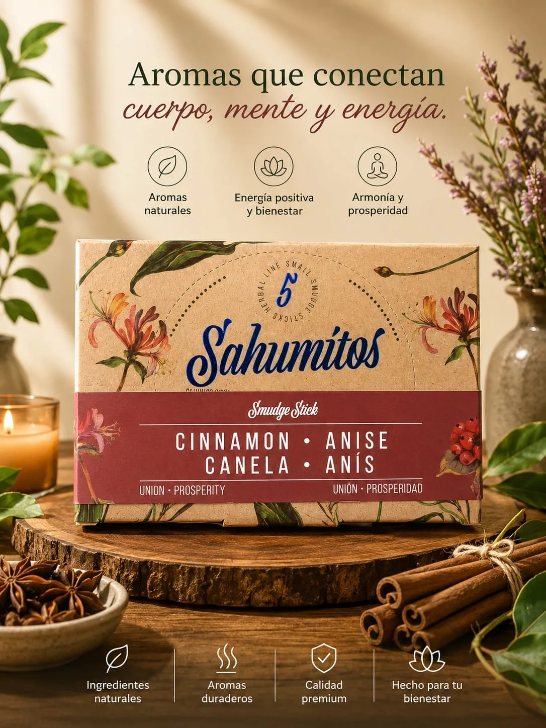 Sahumitos Sagrada Madre X5 - Canela · Anís