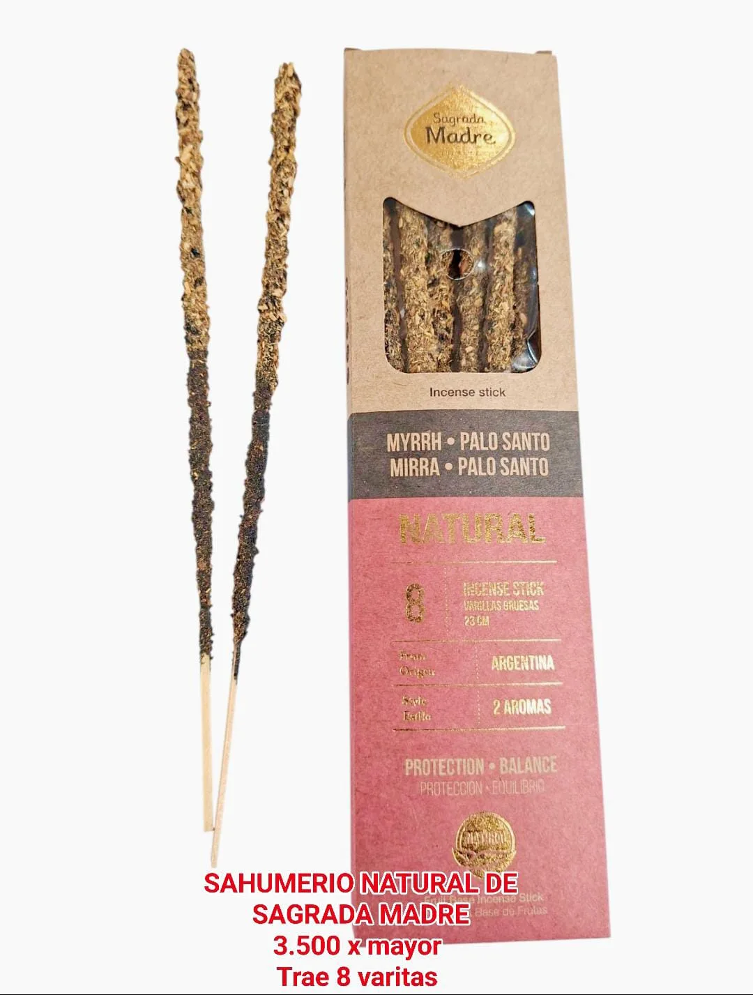 Sahumerio Natural Sagrada Madre Mirra Palo Santo