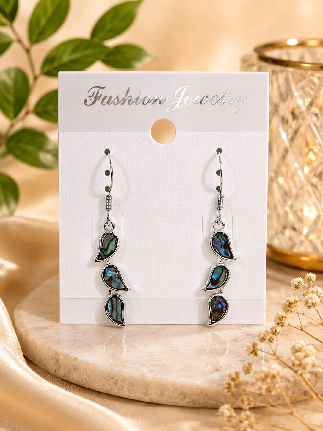 Aros de Avalón Natural con Peltre - Hojas Triples
