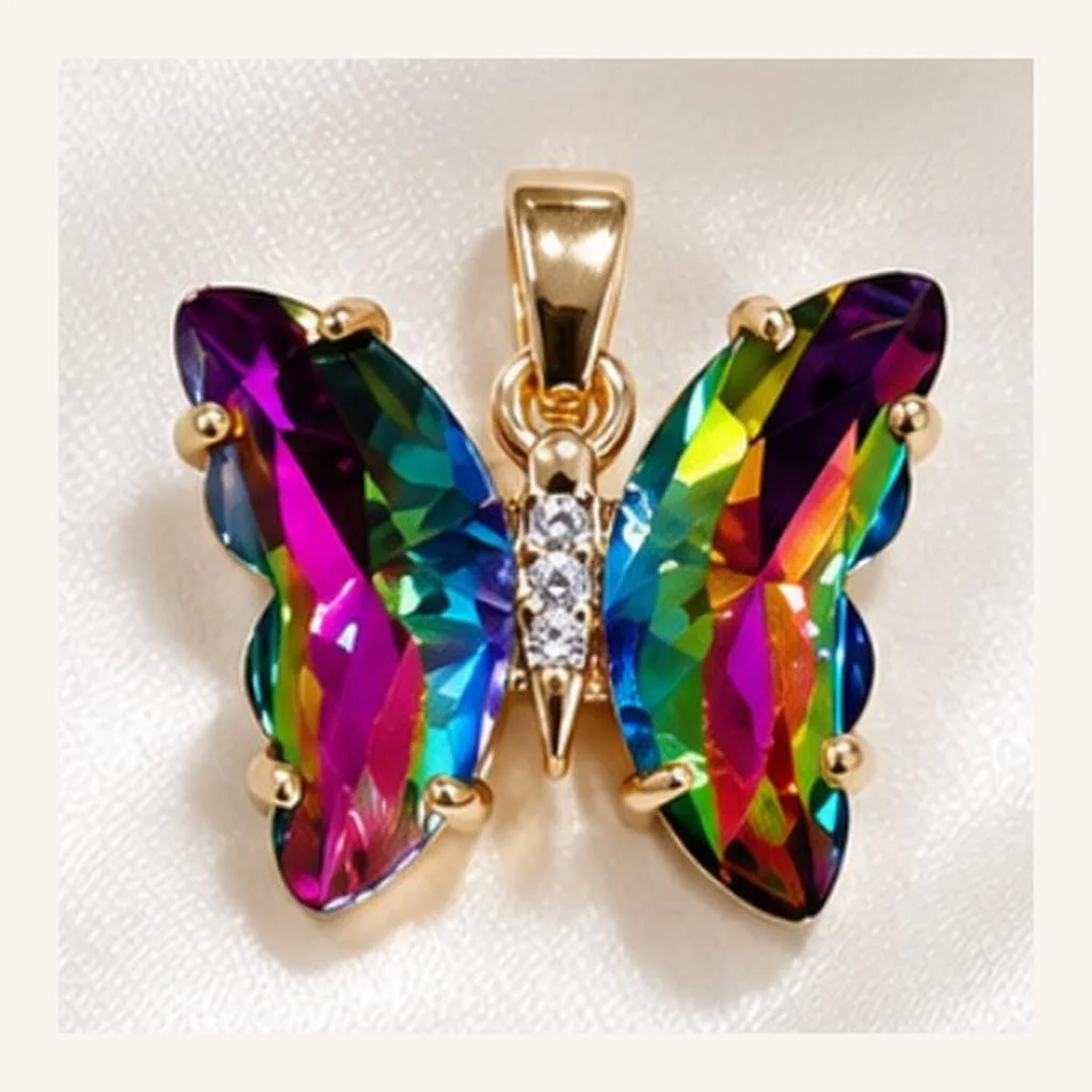 Dije de Acero Mariposa de Cristal Arcoíris