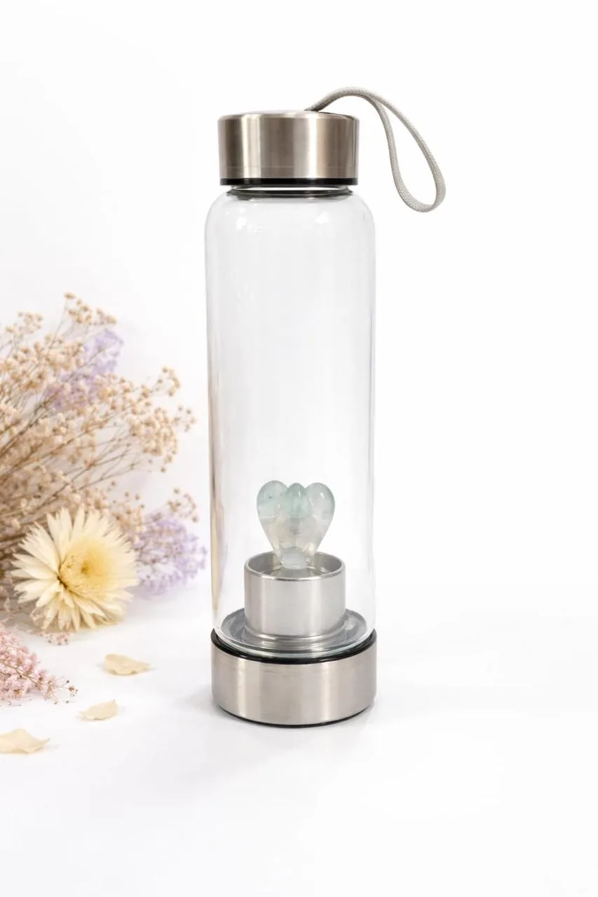 Botella de Agua con Piedra Celestita (Corazón)