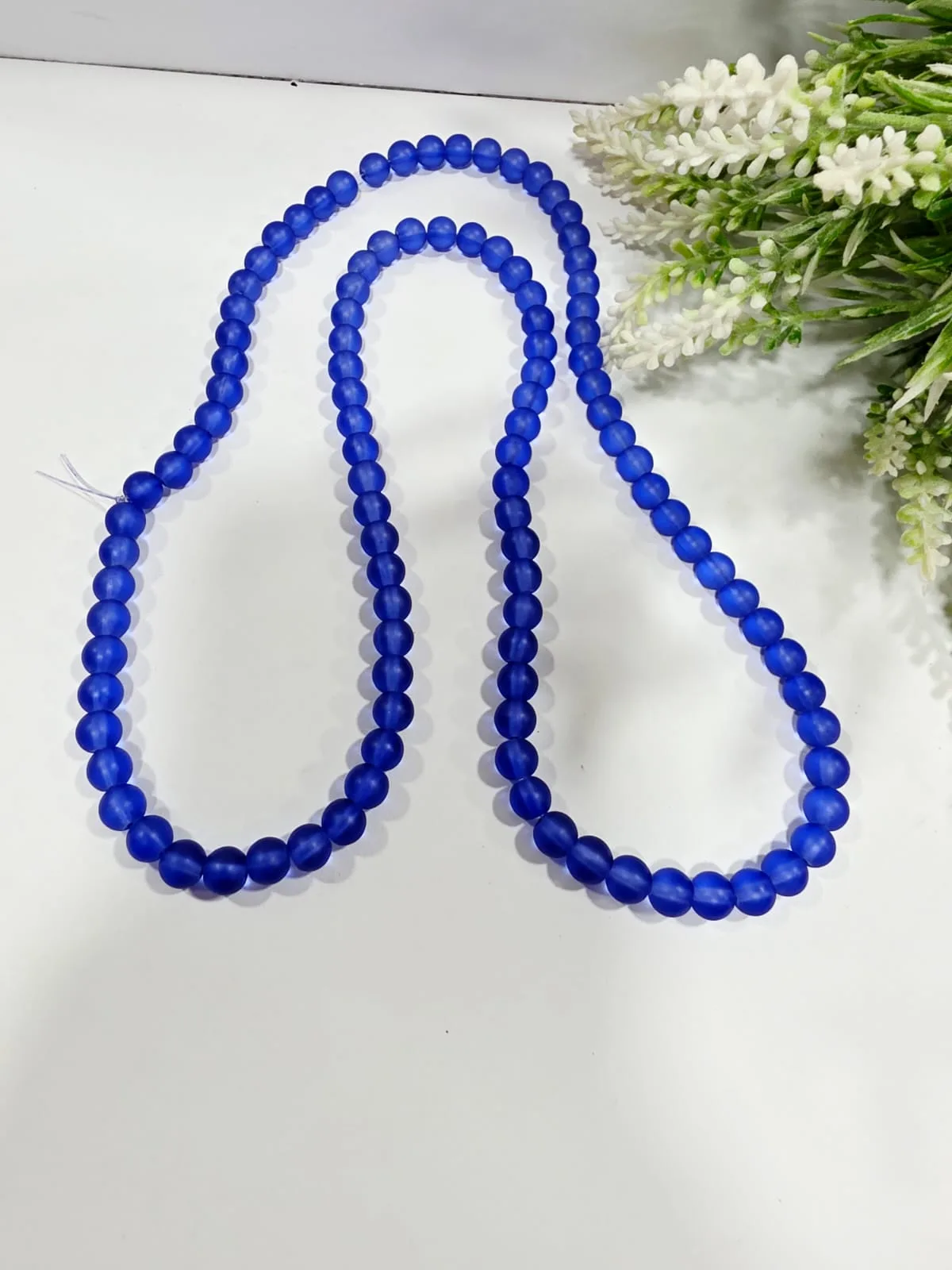 Cuentas de Vidrio Esmerilado Azul Rey 8mm