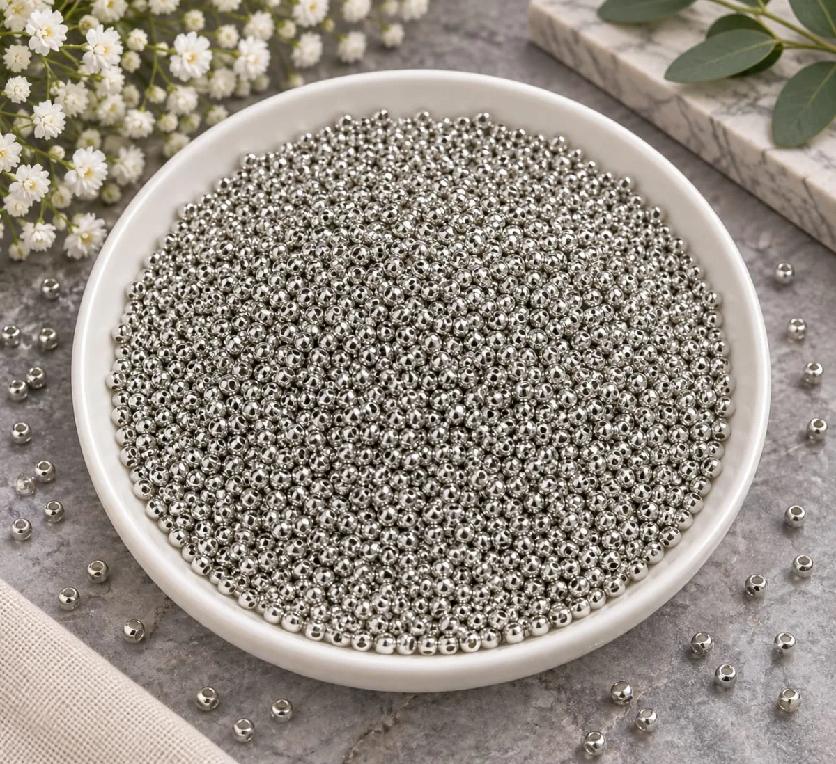 Mostacilla 2mm Premium Plateado