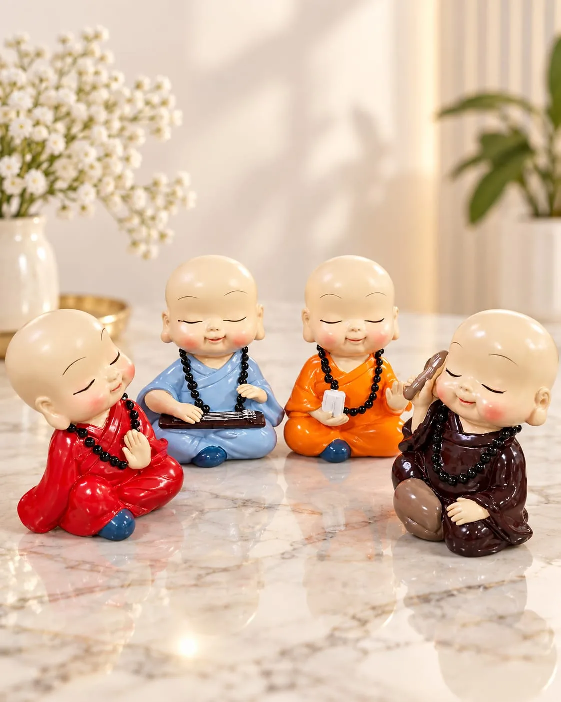 Set de 4 Monjecitos con Mala de Oración
