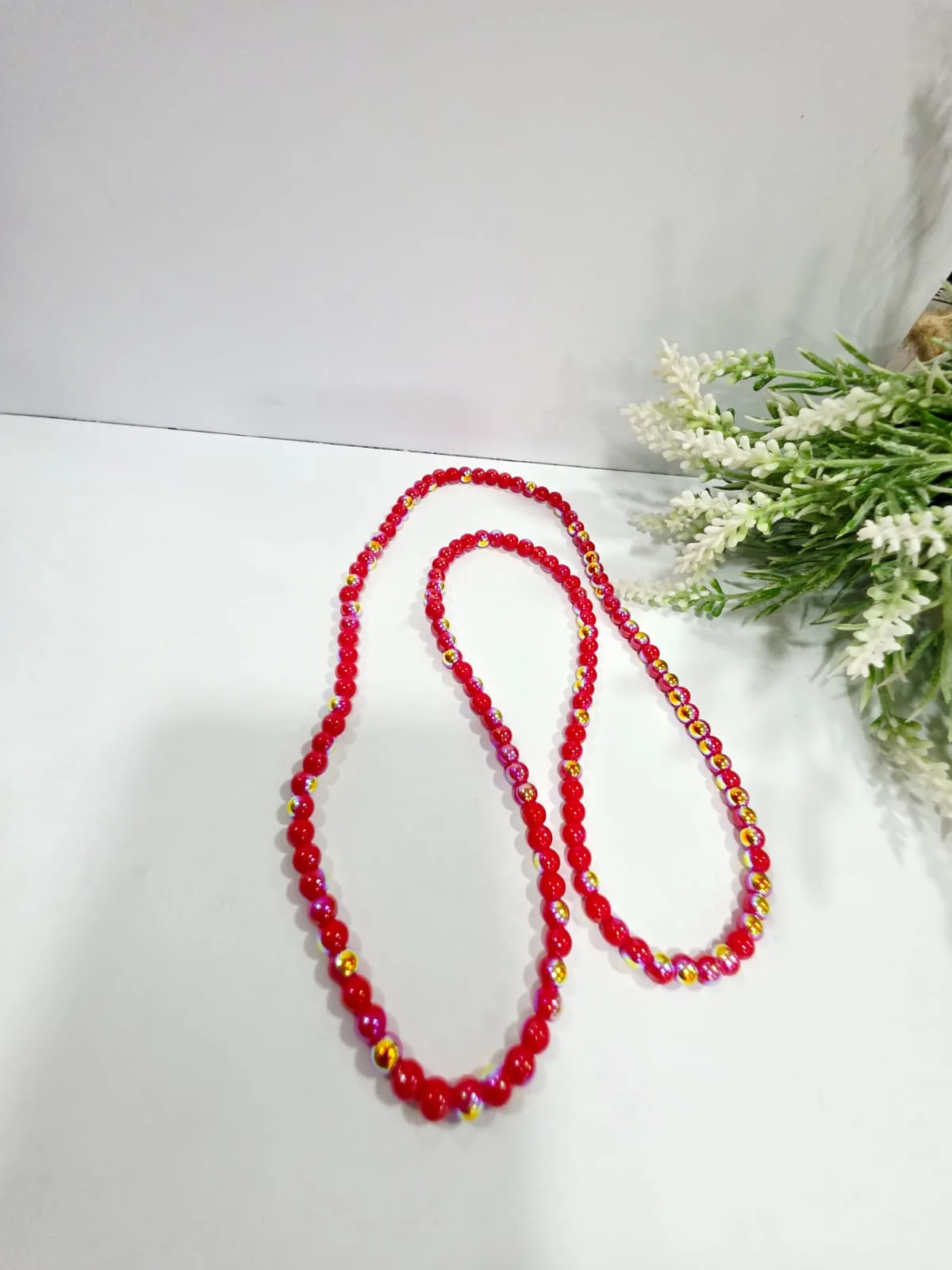 Cuentas de Perlas de Vidrio Tornasol Rojo 6mm
