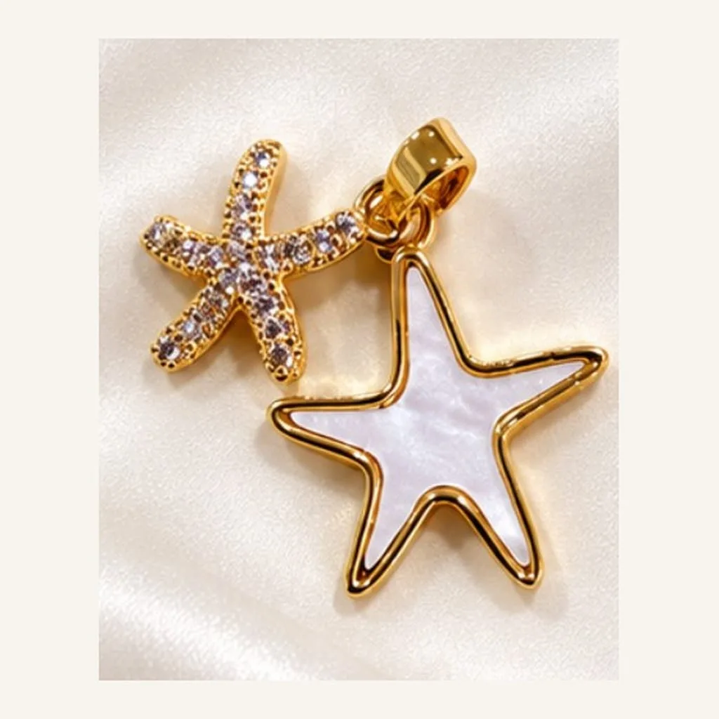 Dije de Acero Estrella de Mar y Estrella Nácar