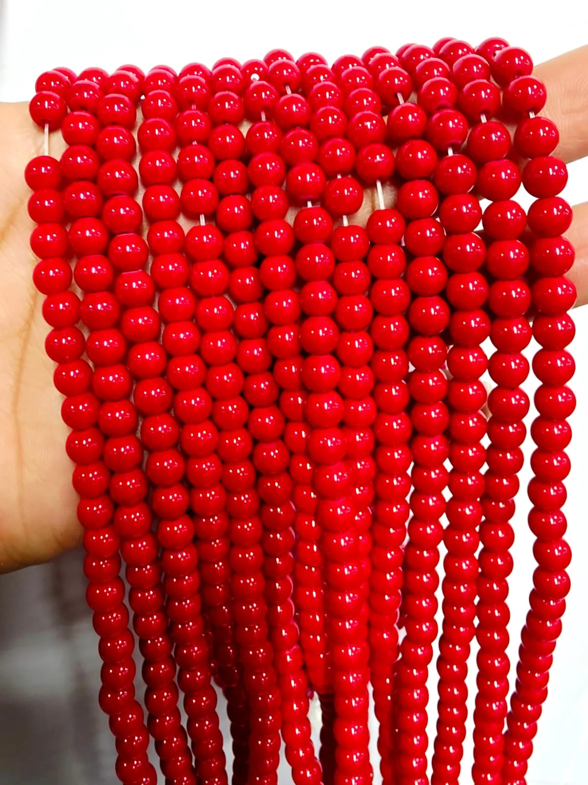 Tira de piedras de Jade Rojo N°6