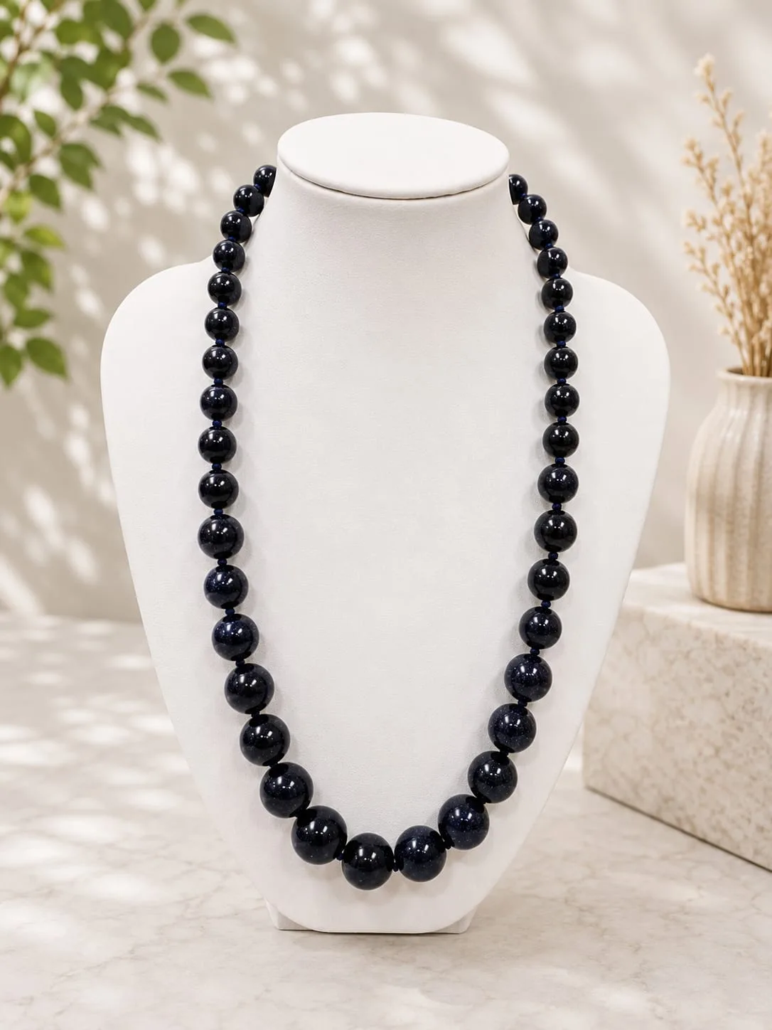 Collar de Cuarzo Natural – Negro