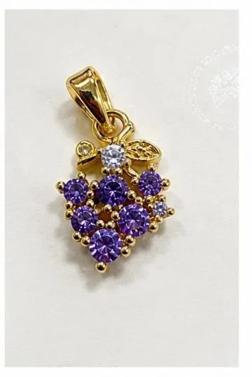 Colgante de Rodio - Abeja/flor con piedras moradas