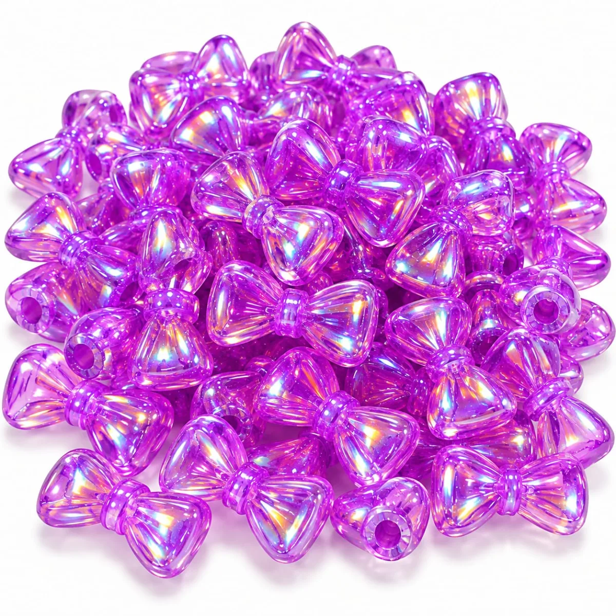 Cuentas Acrílicas Lazo Morado Iridiscente