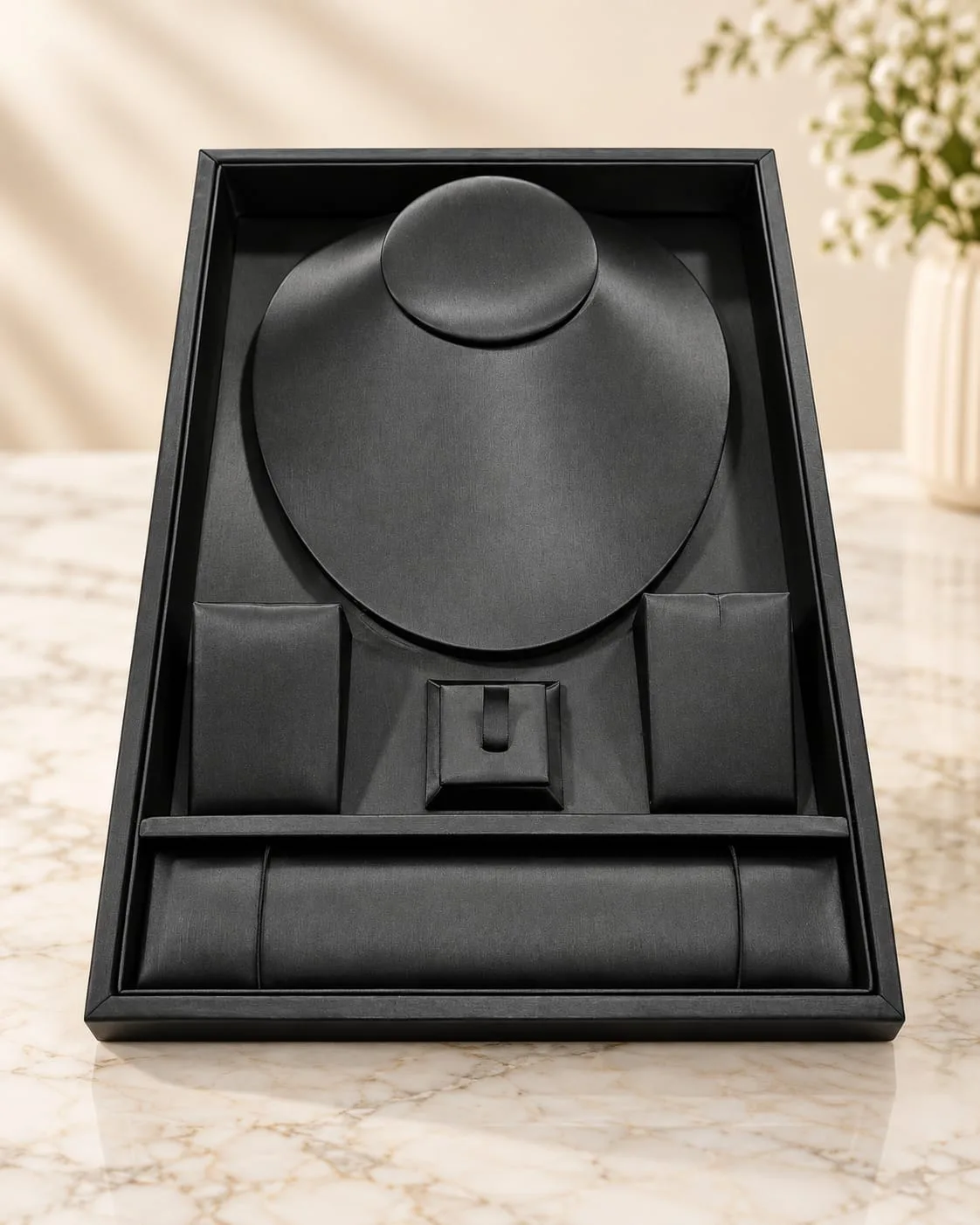 Organizador Multinivel de Cuerina para Joyas (Negro)