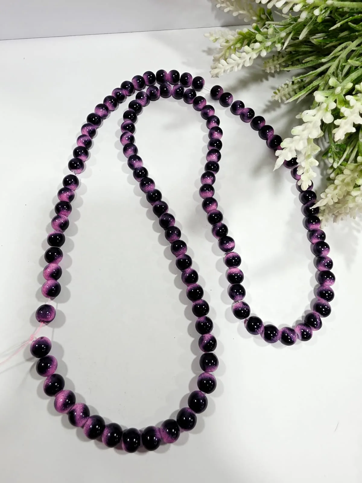 Cuentas de Vidrio Bicolor 8mm Morada Negra