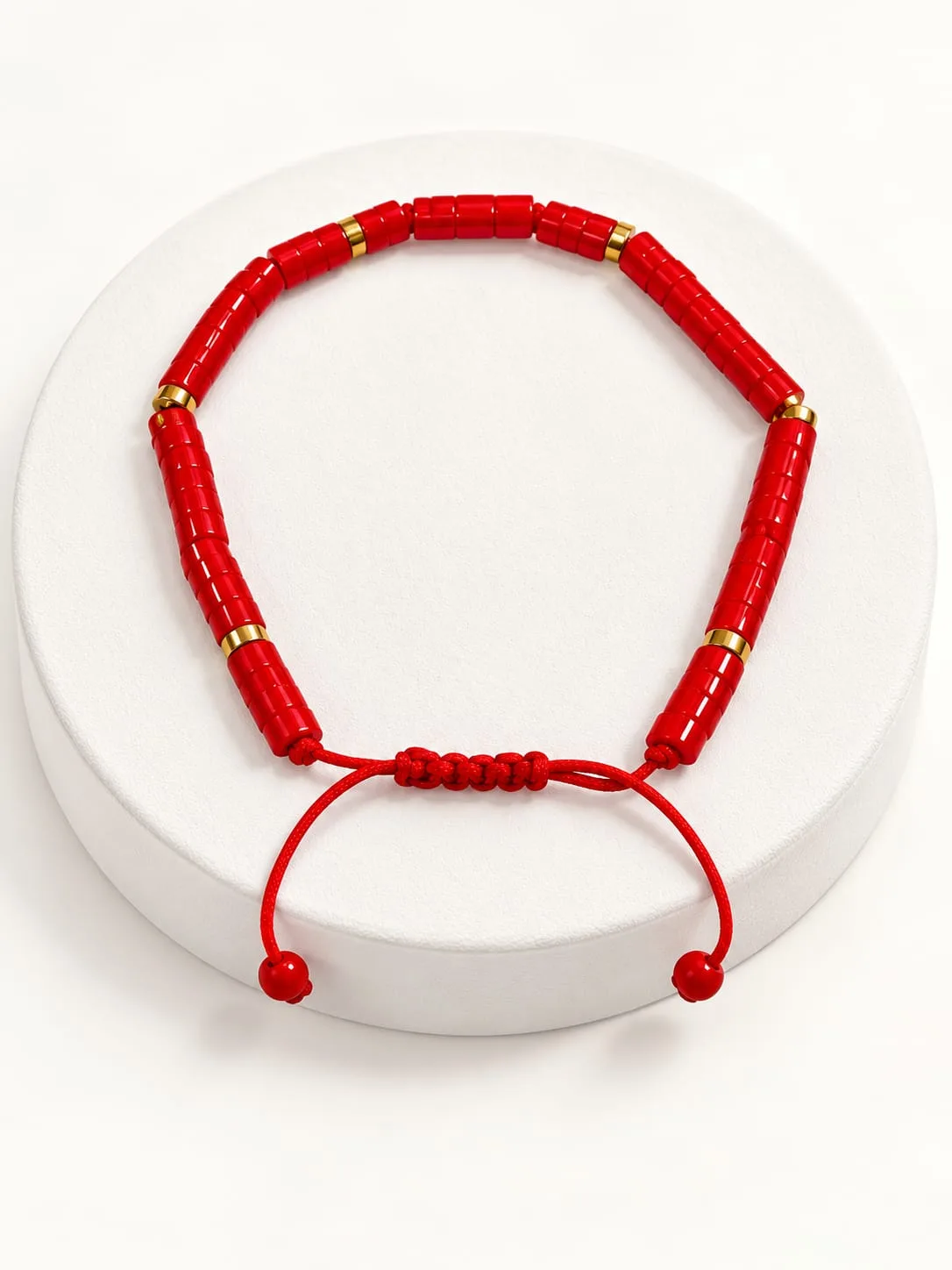 Pulsera de Disco Jade Rojo 4 mm