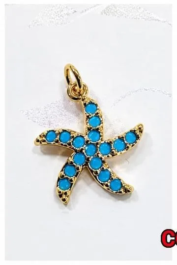 Colgante de Rodio - Estrella de mar turquesa