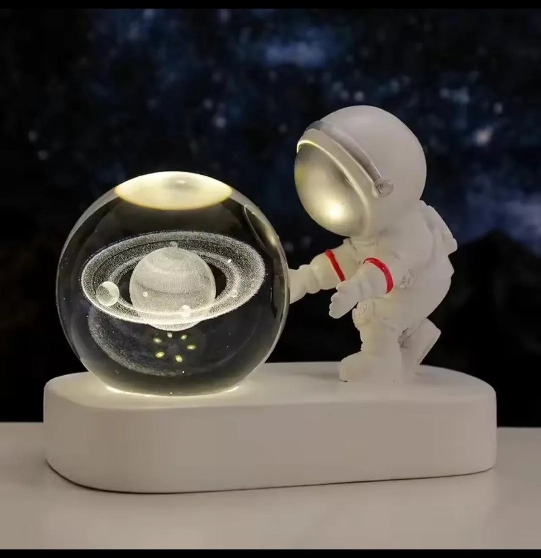 Lámpara de Cristal Astronauta Saturno
