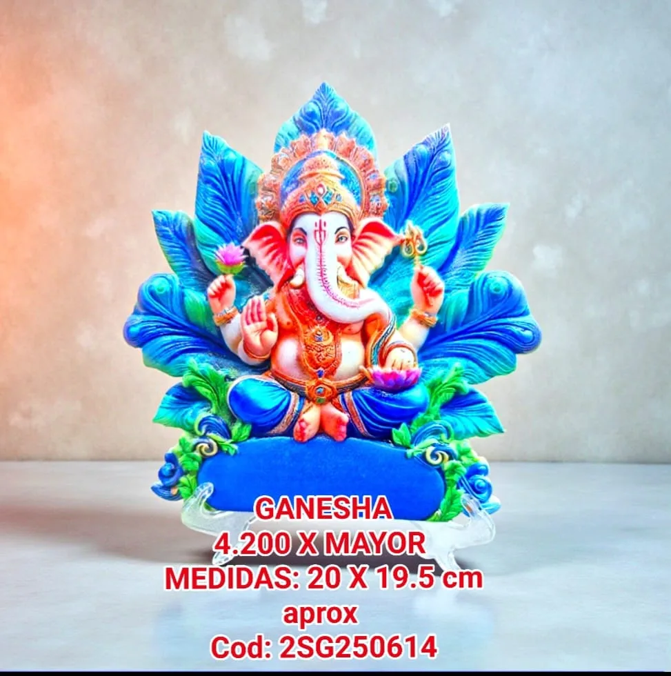 Estatua Ganesha con Flor de Loto