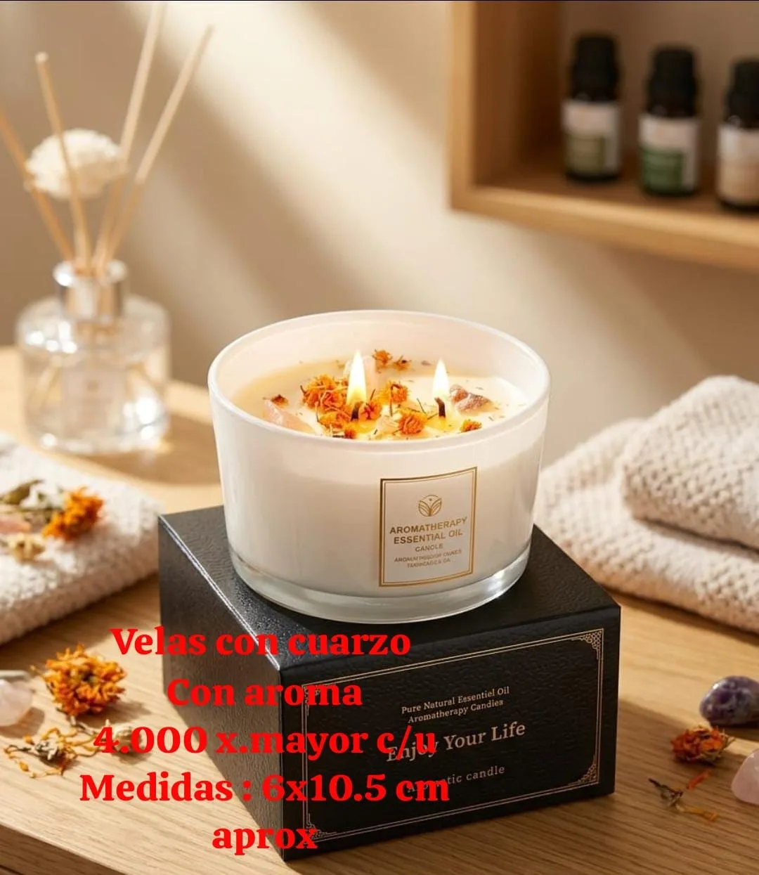 Velas de Cuarzo con Aroma Caléndula