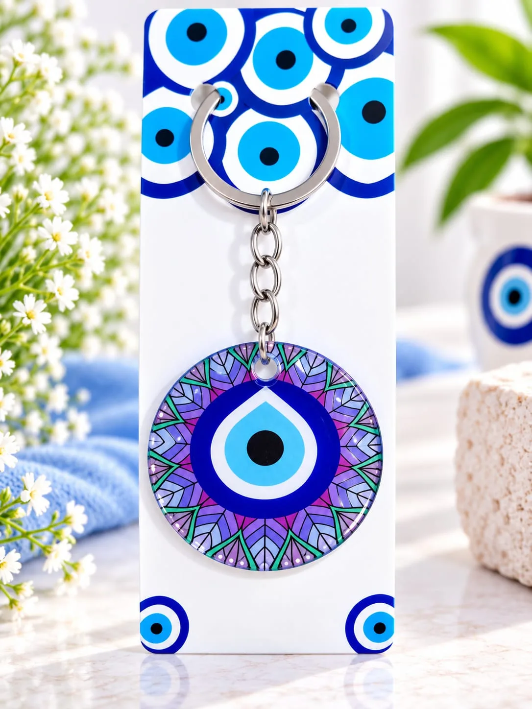 Llavero de Ojo Turco en Mandala Violeta