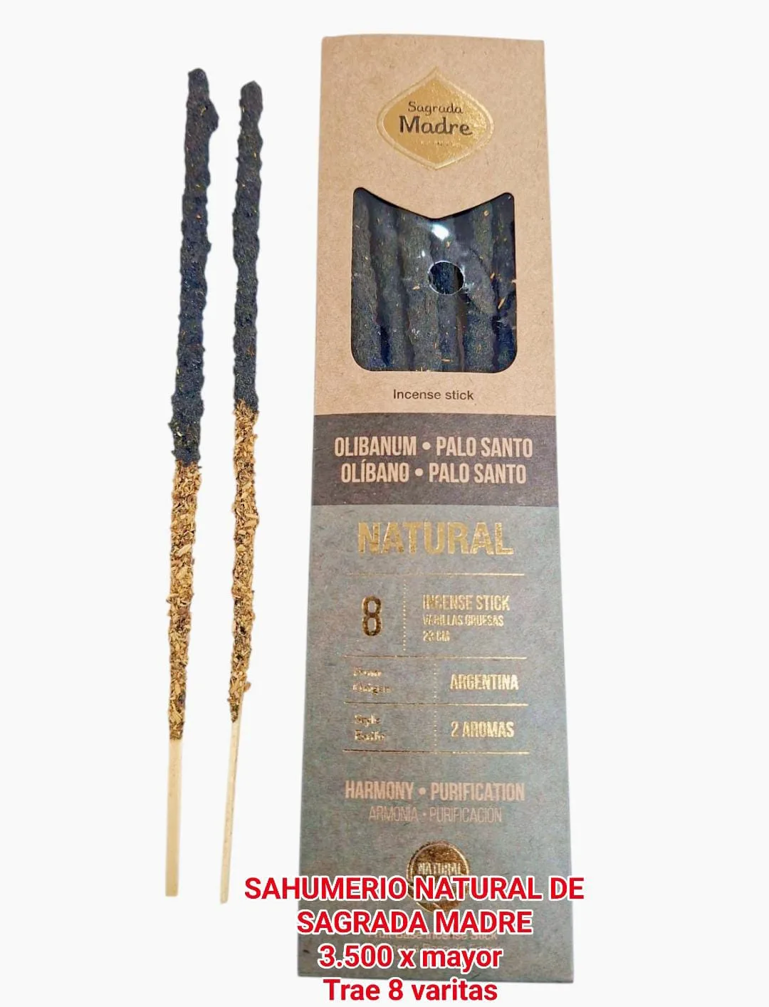 Sahumerio Natural Sagrada Madre Olibano Palo Santo