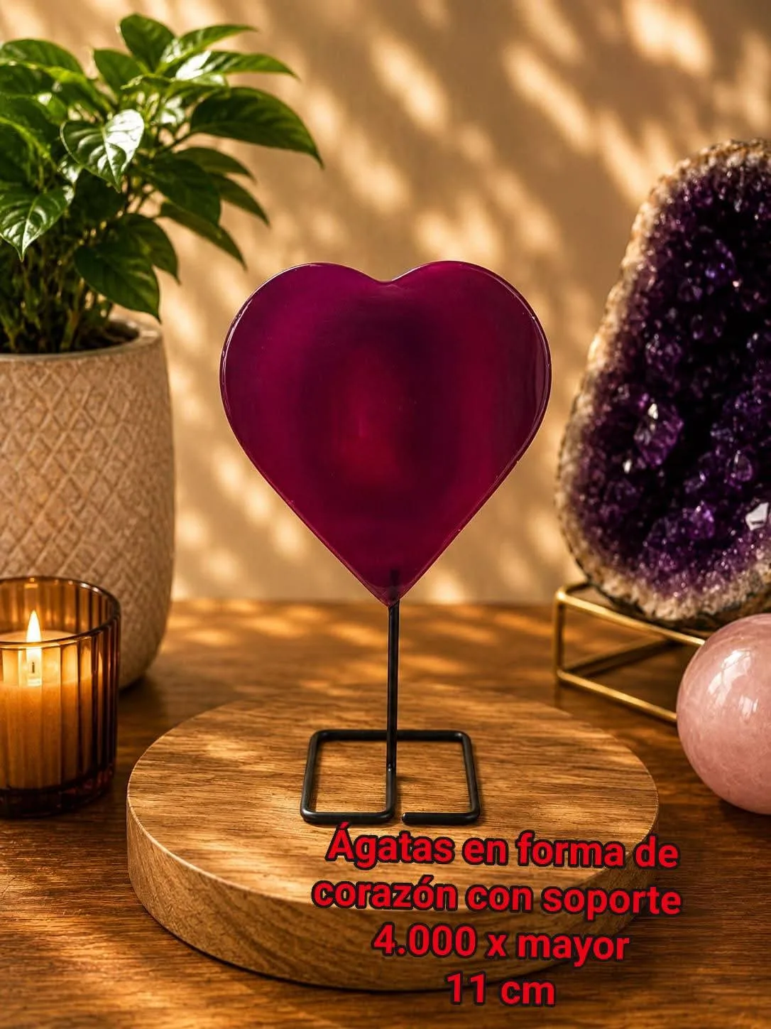 Ágatas en forma de corazón con soporte