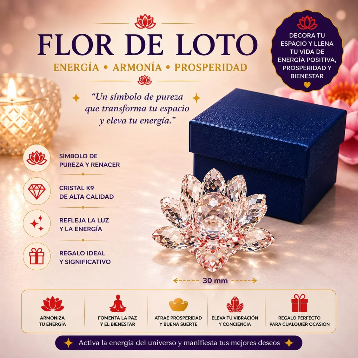 Flor de Loto - Rosa champán (durazno claro)