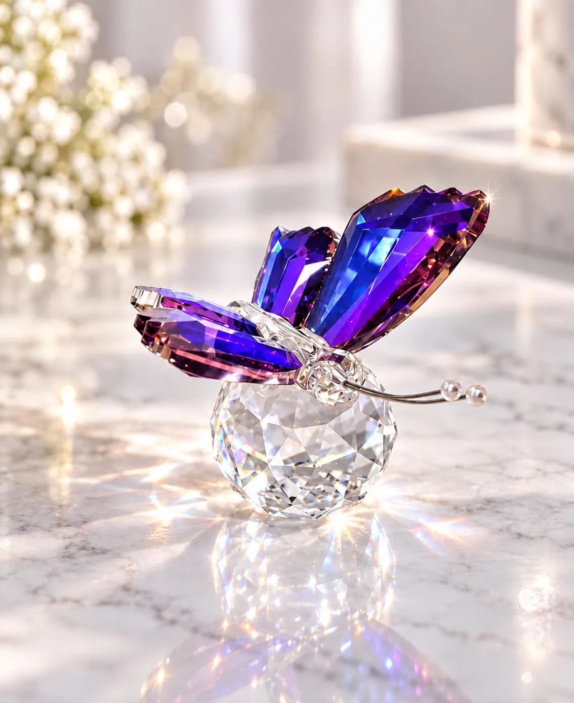 Mariposa Decorativa de Cristal Morada