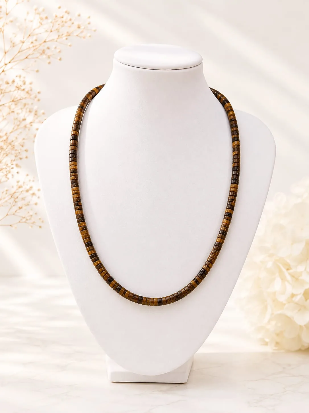 Collar de Ojo de Tigre en Discos (Heishi)