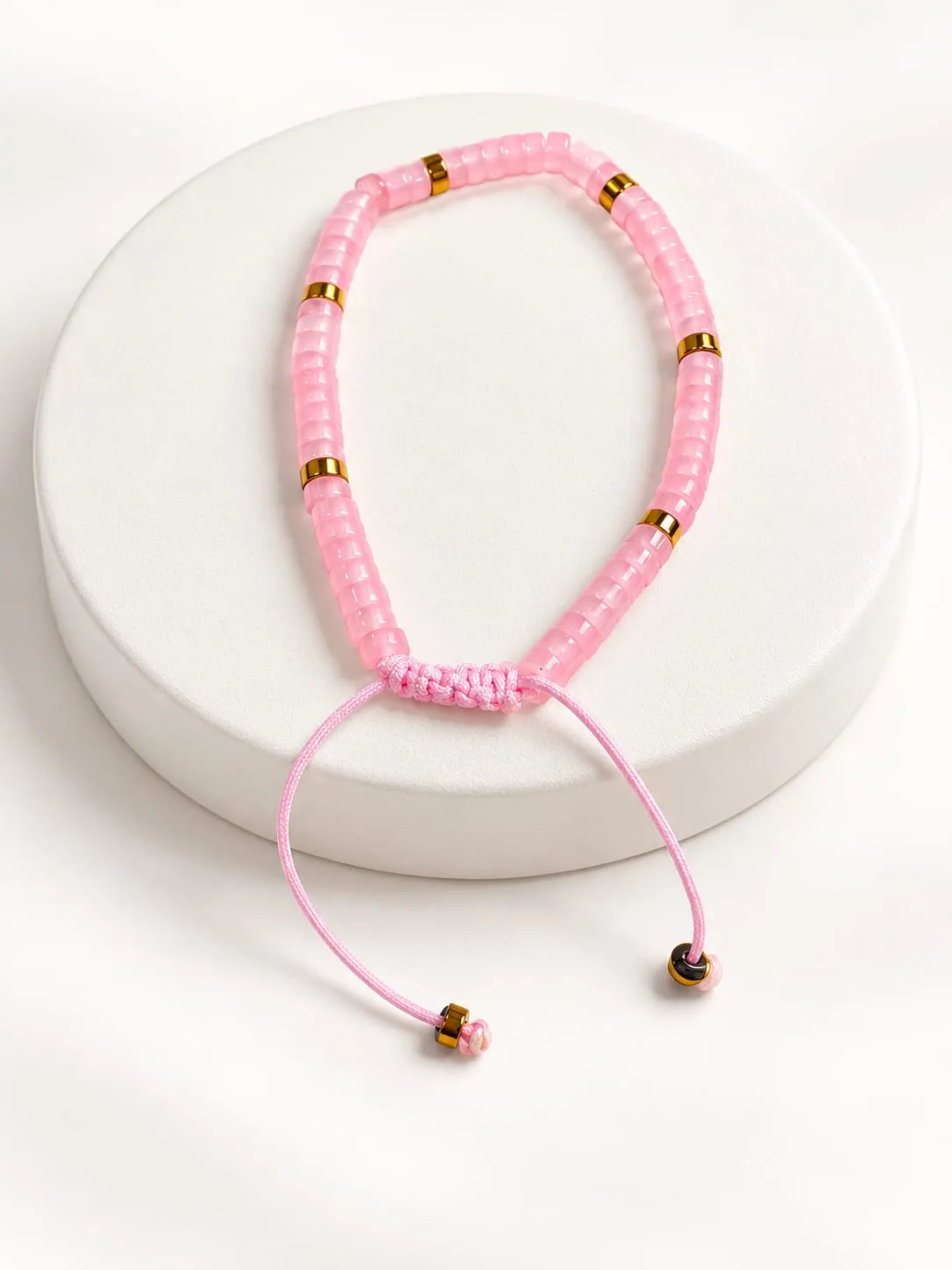 Pulsera de Disco Cuarzo Rosado 4 mm